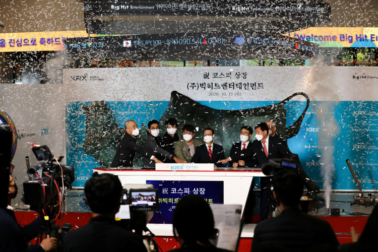 Bang Si-hyuk, founder of Big Hit Entertainment Co.,poses for a photograph during the company's initial public offering ceremony at the Korea Exchange in Seoul, South Korea, on Thursday, Oct. 15, 2020.