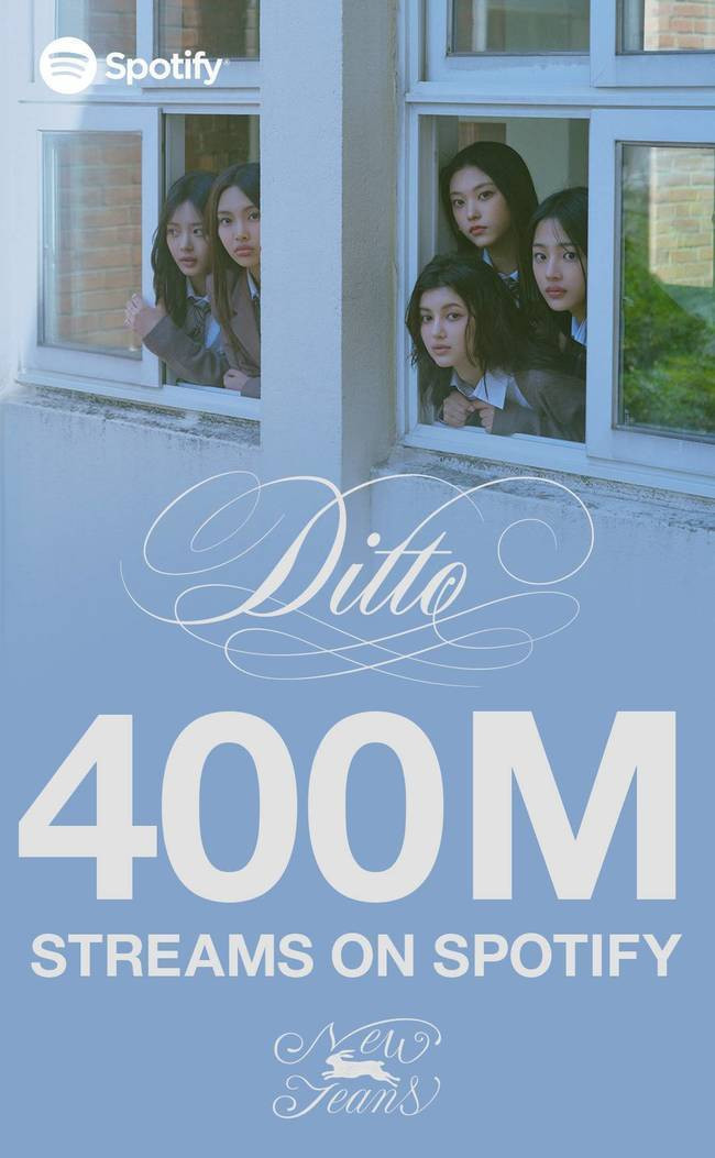 NewJeans' 'Ditto' Surpasses 400 Million Streams on Spotify, Achieves Milestone in Just 218 Days