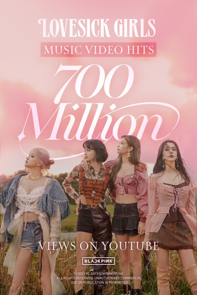 BLACKPINK's 'Lovesick Girls' Surpasses 700 Million Views, Marking Their 13th MV to Reach This Milestone!